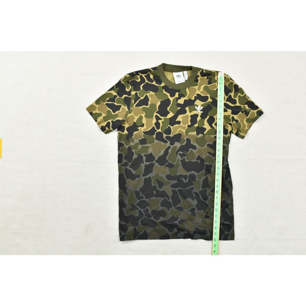 adidas Originals Mens Medium Camo Trefoil Graphic T-Shirt Green Camouflage Print - Picture 3 of 8